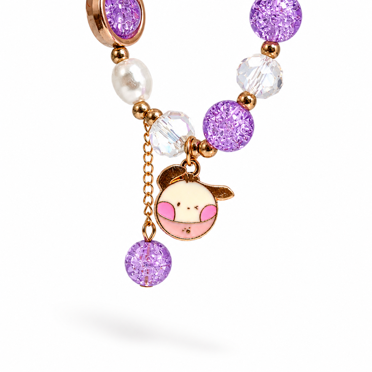 Kids Crystal Beaded Charm Bracelet – Cute Character Collection