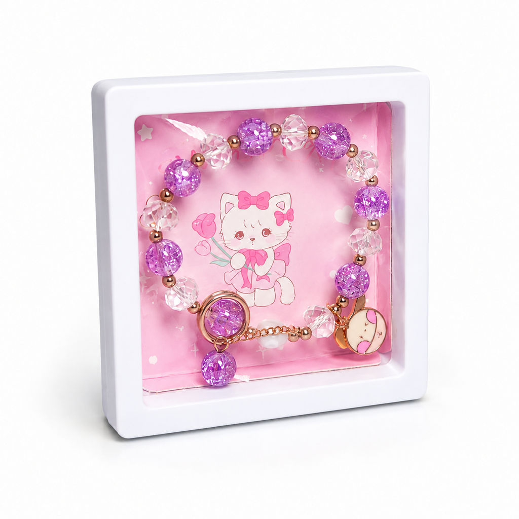 Kids Crystal Beaded Charm Bracelet – Cute Character Collection