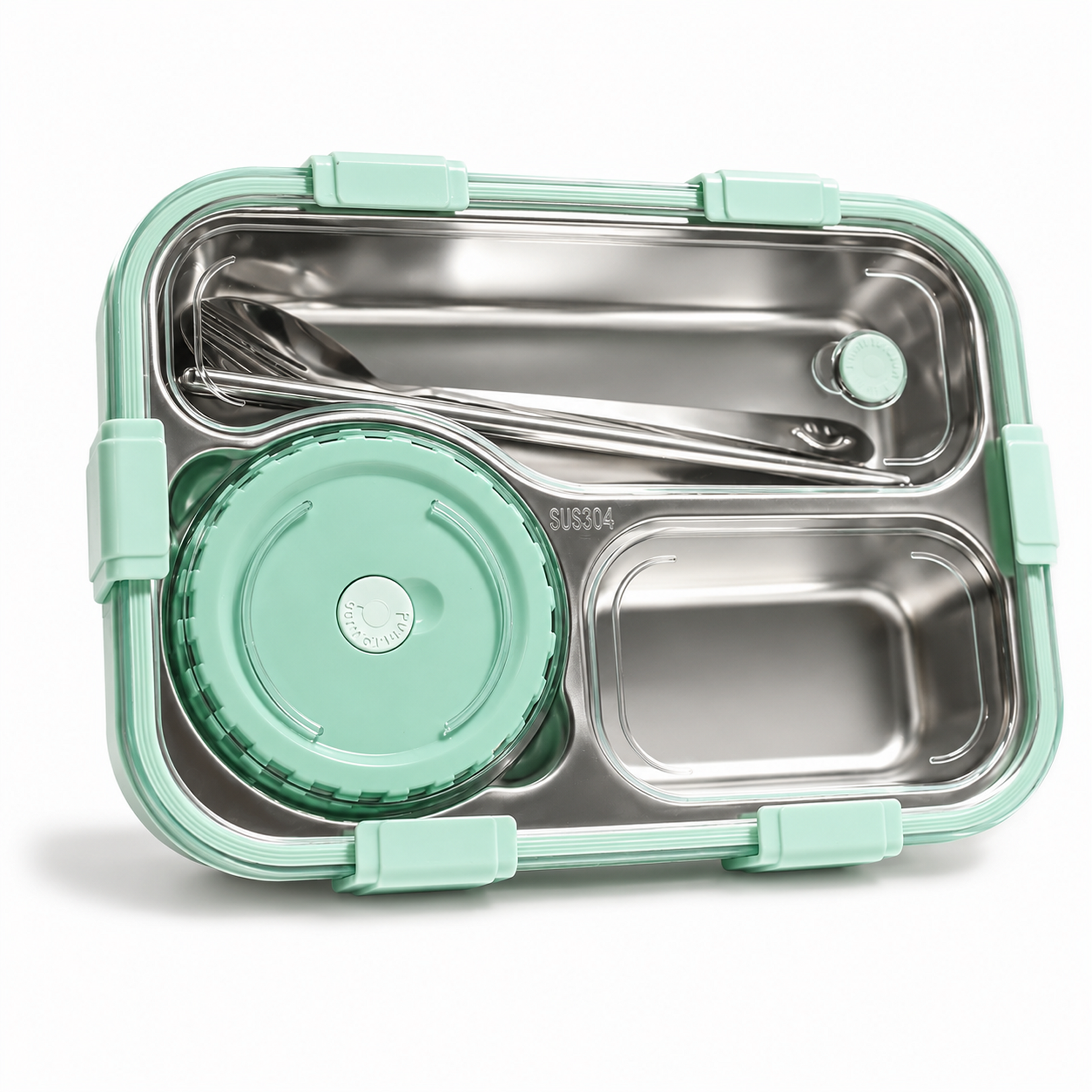 Leak-Proof Bento Lunch Box with Utensils & Detachable Stainless Steel Tray