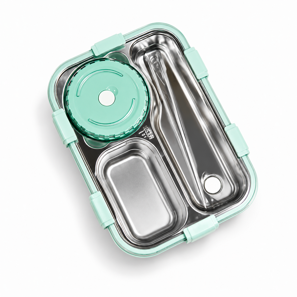 Leak-Proof Bento Lunch Box with Utensils & Detachable Stainless Steel Tray