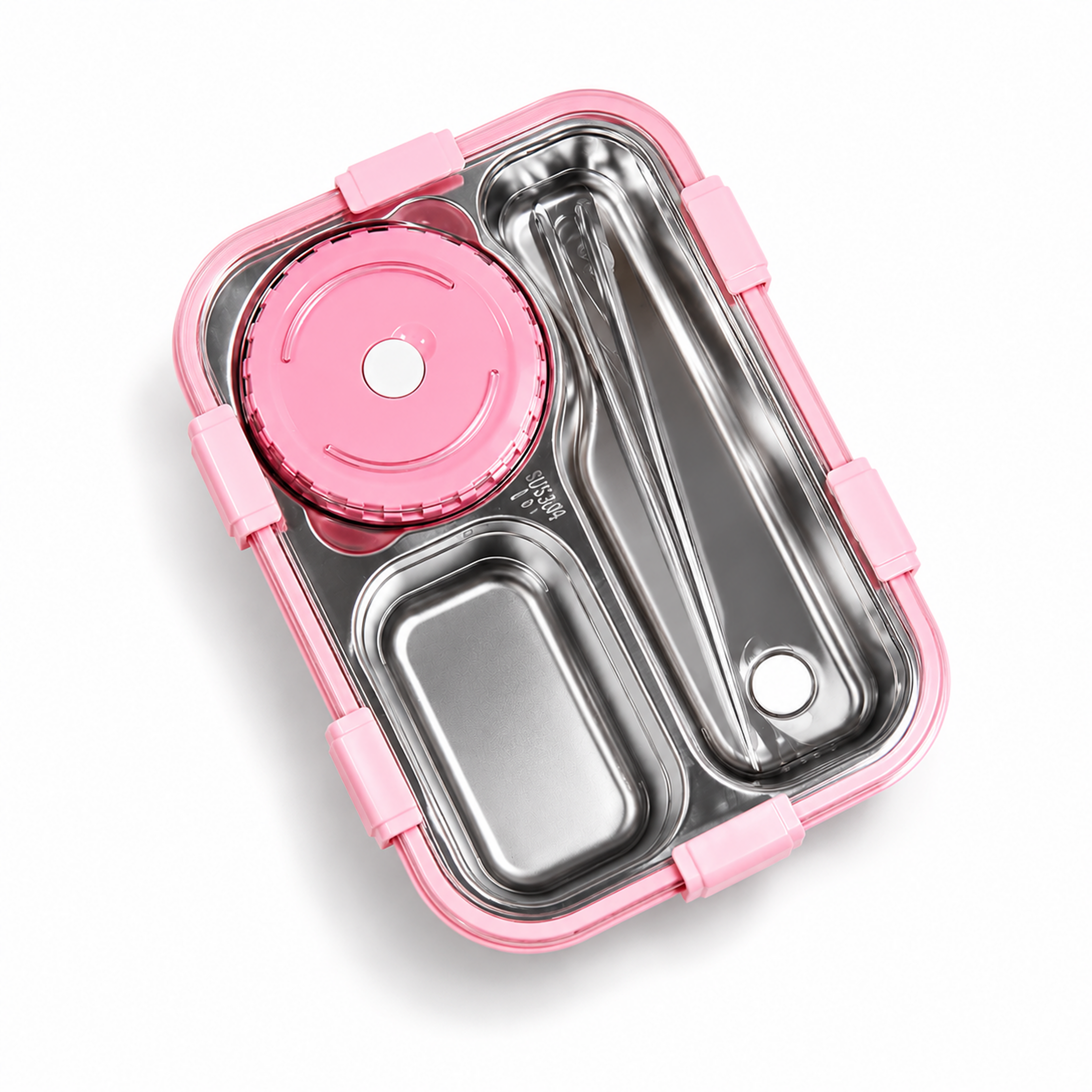 Leak-Proof Bento Lunch Box with Utensils & Detachable Stainless Steel Tray