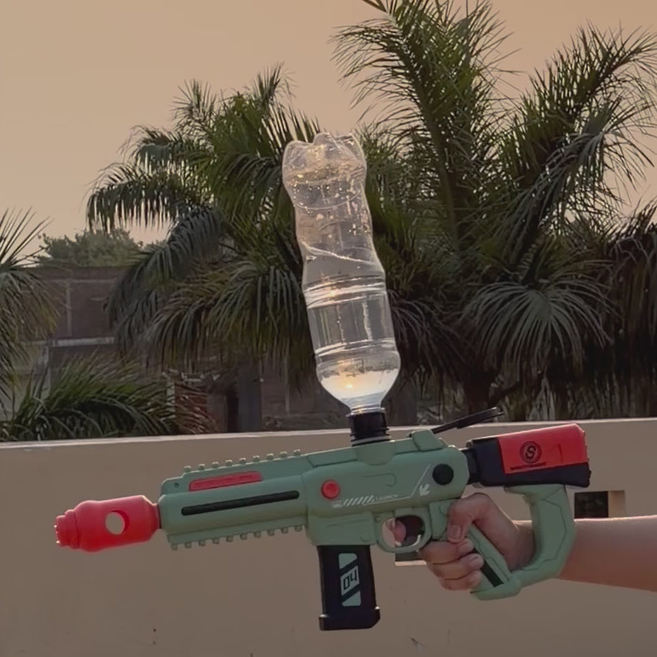 Long Range Burst Shot Water Gun 40cm with Silencer & Bottle Connector – High Pressure Blaster